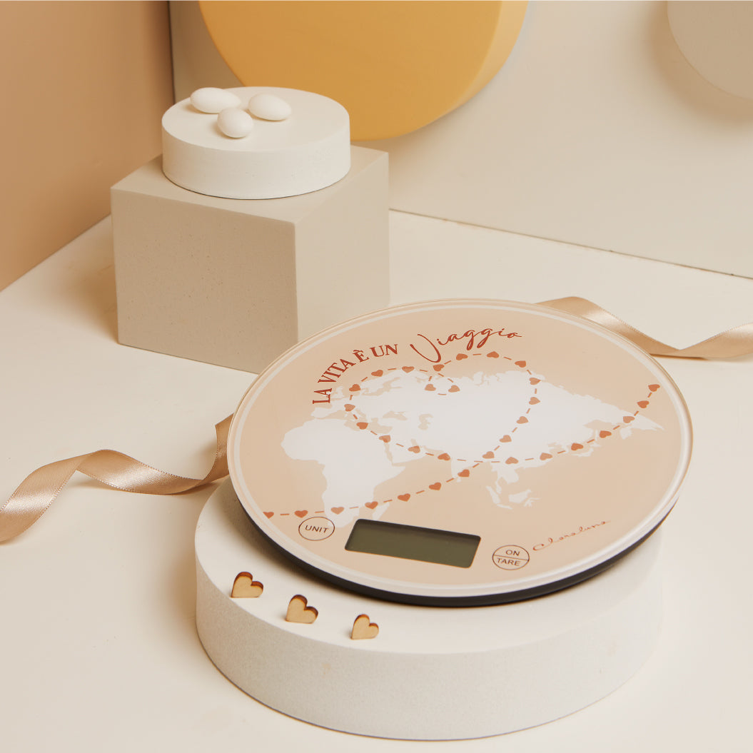 Bilancia tonda decoro viaggio diametro 18,5x2 cm Artemagiashop