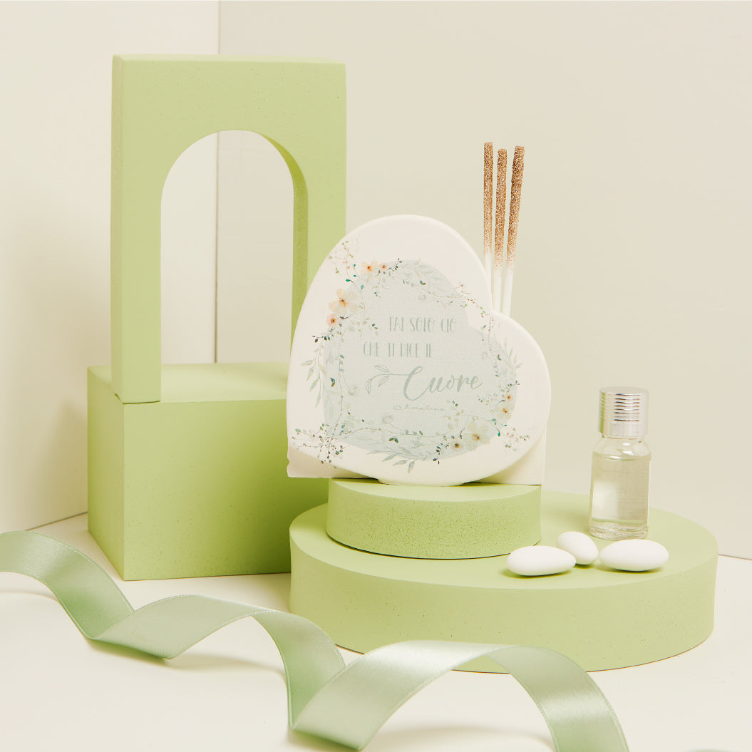 Diffusore decoro floreale verde 10,7x11x3,5 cm Artemagiashop