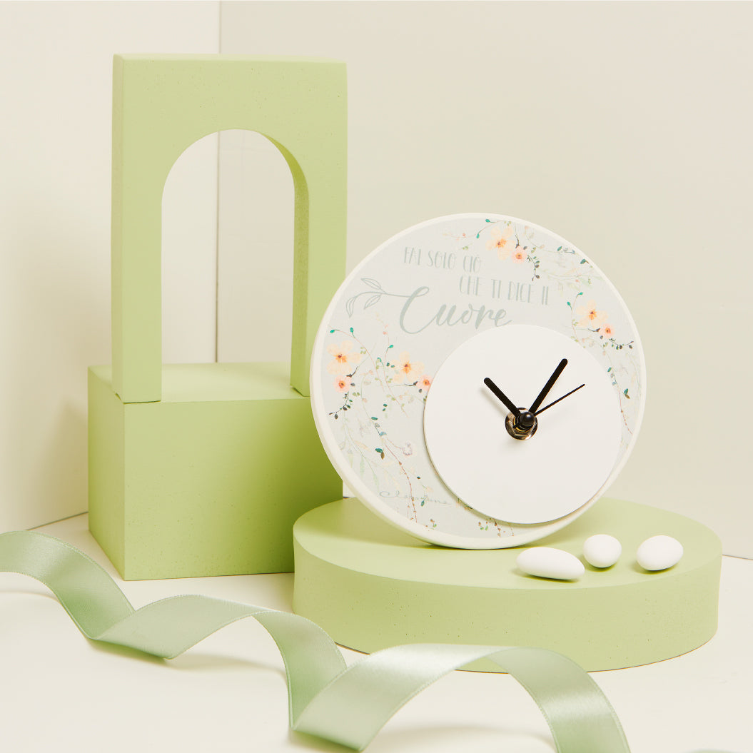 Orologio decoro floreale verde diametro 14x1 cm Artemagiashop