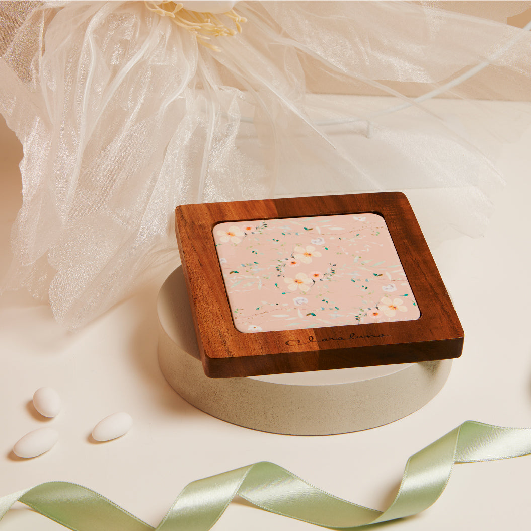 Sottopentola decoro floreale rosa 15x15x1,5 cm Artemagiashop