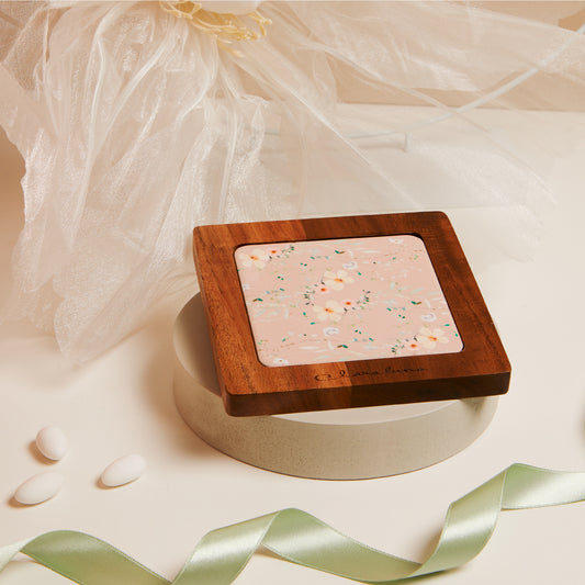 Sottopentola decoro floreale rosa 15x15x1,5 cm Artemagiashop