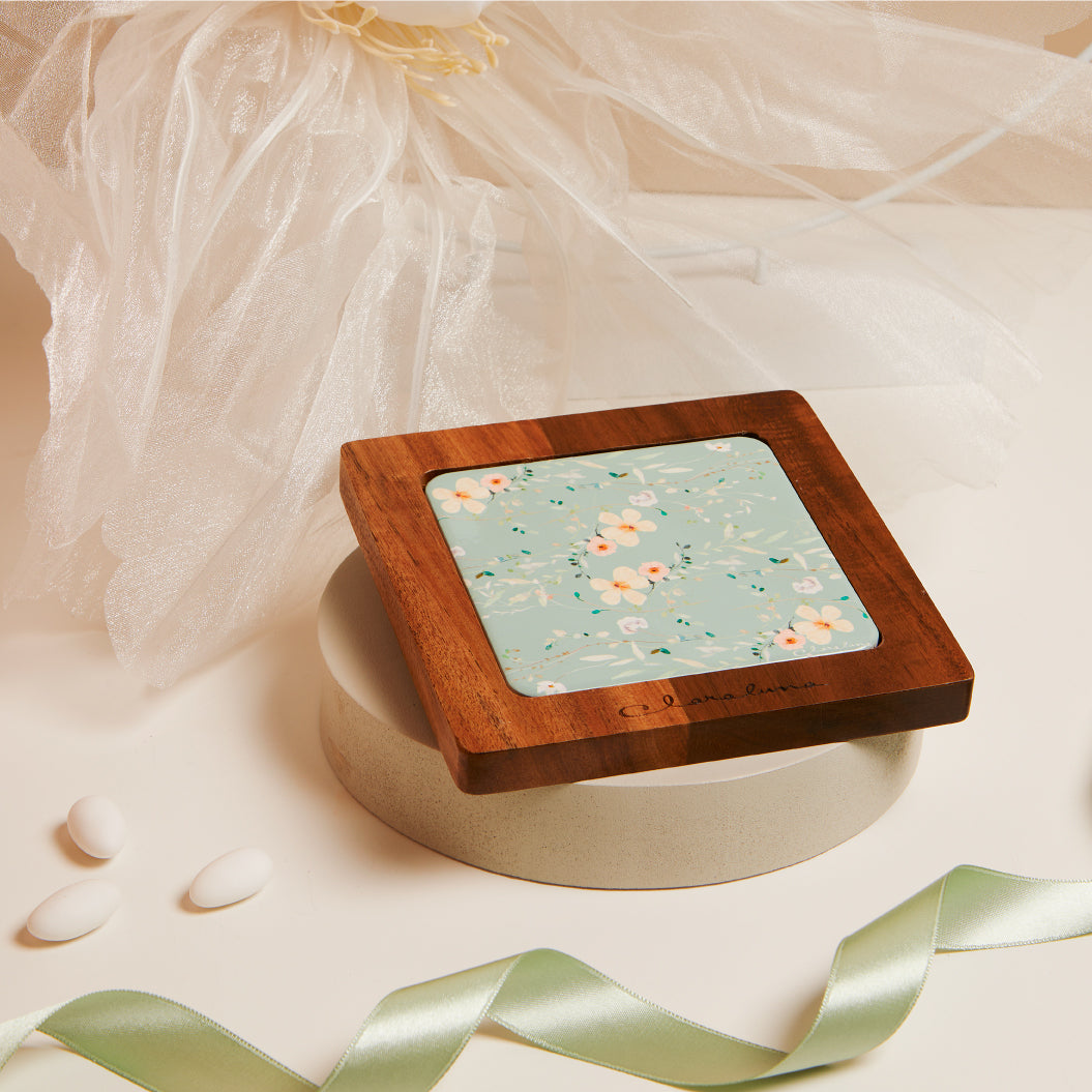 Sottopentola decoro floreale verde 15x15x1,5 cm Artemagiashop