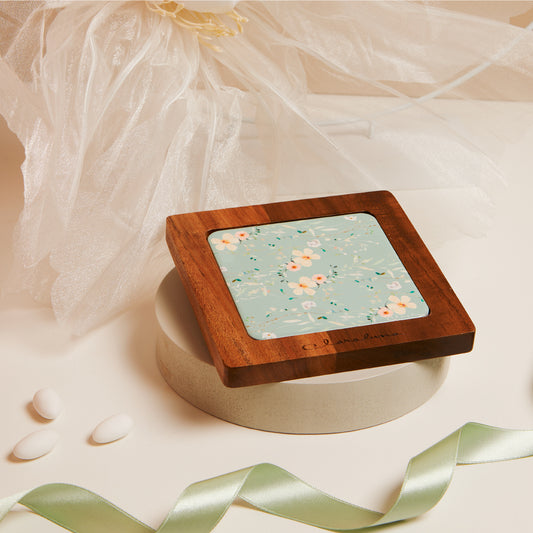 Sottopentola decoro floreale verde 15x15x1,5 cm Artemagiashop