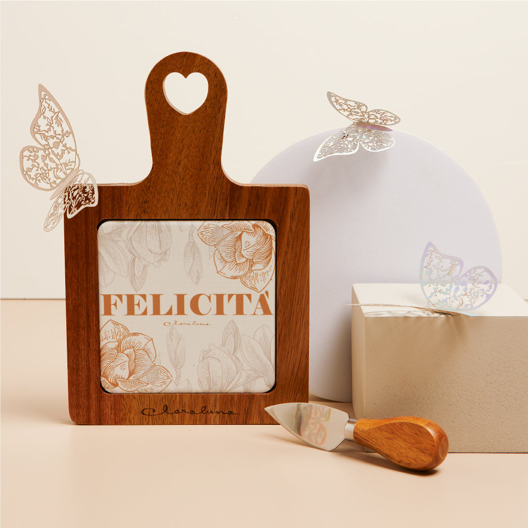 Tagliere felicita con coltellino 23x15x1,5 cm Artemagiashop