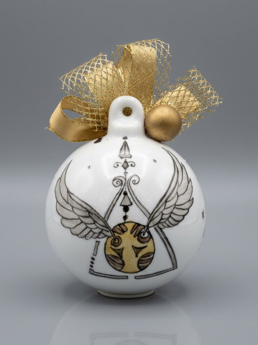 Sfera Natale da appoggio in ceramica decorato a mano Harry Potter circonferenza 29cm altezza 11cm Artemagiashop